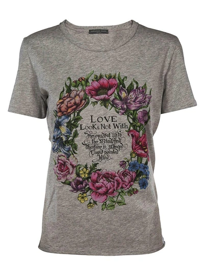 Alexander Mcqueen Floral Print T-shirt In Grey