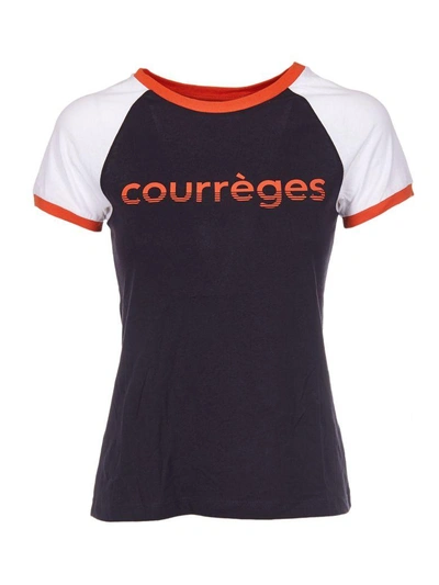 Courrèges Printed Logo T-shirt In Blu