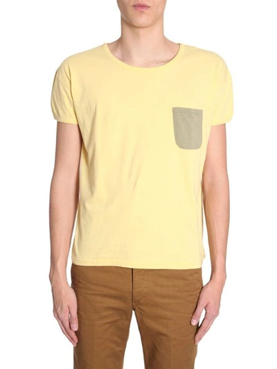 Visvim T-shirt With Contrast Pocket In Yellow