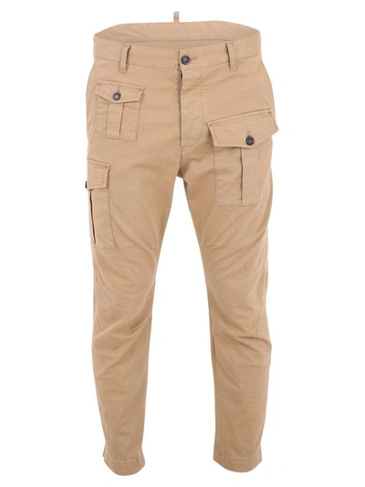 Dsquared2 Cotton Cargo Trousers In Beige