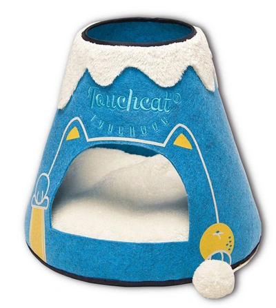 Touchcat 'molten Lava' Triangular Frashion Designer Pet Kitty Cat Bed House Lounge Lounger W/ Hangi In Blue
