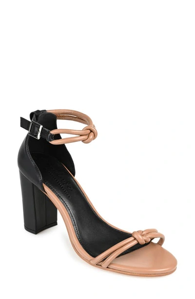 Journee Signature Jettah Ankle Strap Sandal In Black/ Tan