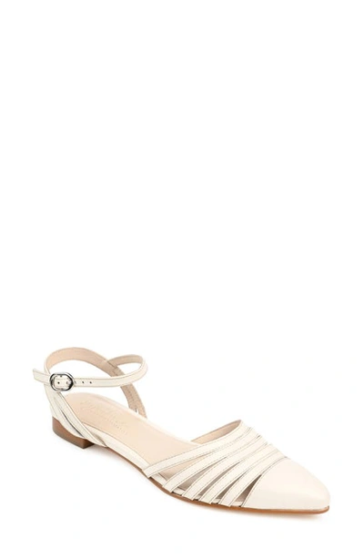 Journee Signature Dexie Strappy Pointed Toe Flat In Off White