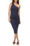 Michael Stars Coco One-shoulder Body-con Dress In Admiral