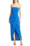 Wayf The Angelique Strapless Tulip Gown In Cobalt