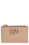 Valentino Garavani Vlogo Leather Card Case In Pink