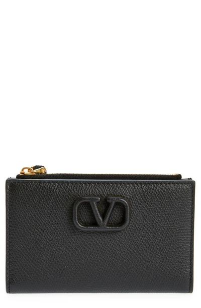 Valentino Garavani Vlogo Leather Card Case In 0no Nero