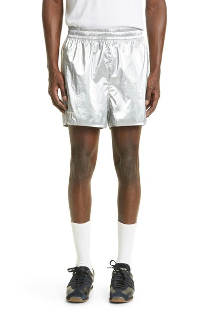 Adidas X Wales Bonner 3-stripes Metallic Shorts In Silver Met