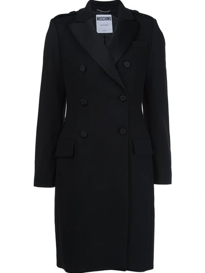 Moschino Slim Fit Double Breasted Coat - Black