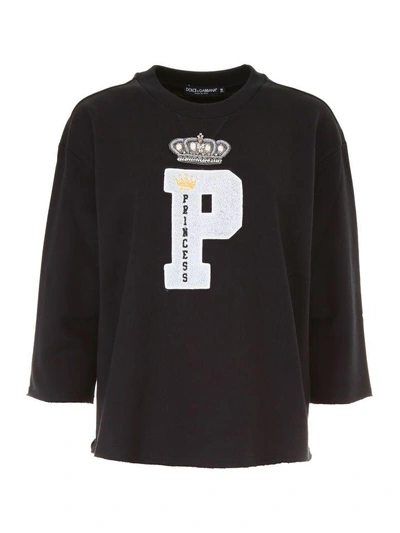 Dolce & Gabbana Embroidered Patch Sweatshirt In Nero (black)