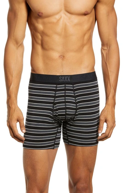 Saxx Ultra Super Soft Relaxed Fit Boxer Briefs In Black Crew Stripe