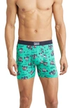 Saxx Ultra Super Soft Relaxed Fit Boxer Briefs In Off Course Carts- Green