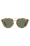Ralph Lauren 49mm Round Sunglasses In Havana/ Green