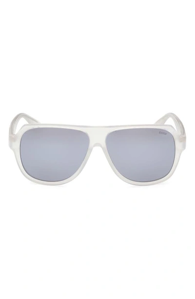 Bmw 59mm Geometric Sunglasses In Crystal Smoke Mirror