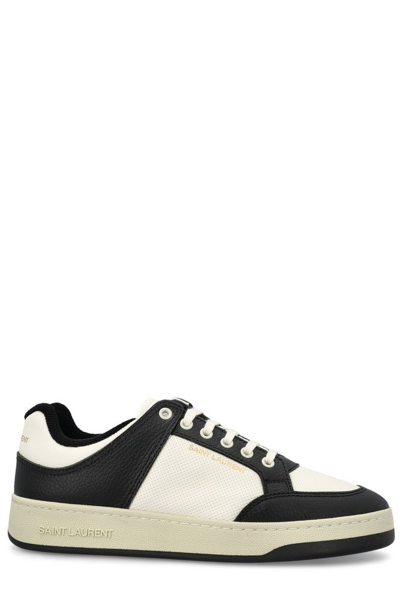 Saint Laurent Sl 61 Logo-embossed Leather Low-top Trainers In White