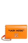 Off-white Jitney 0.5 Quote Leather Shoulder Bag In Orange Black