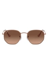 Ray Ban 54mm Gradient Hexagonal Sunglasses In Copper