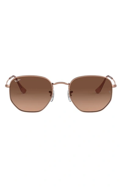 Ray Ban 54mm Gradient Hexagonal Sunglasses In Copper