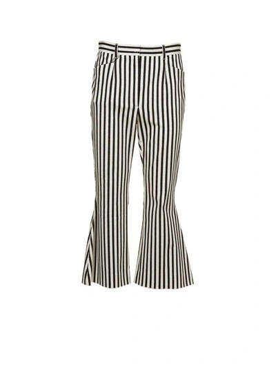Dolce & Gabbana Striped Cropped Trousers In Bianco Nero