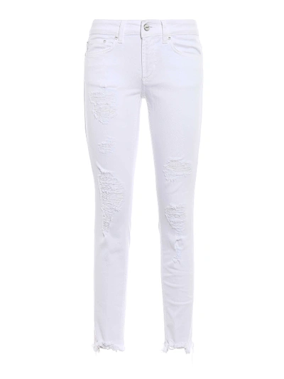 Dondup Monroe Cotton Blend Trousers In White