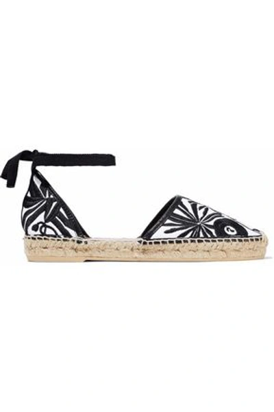 Maje Leather-trimmed Jacquard Espadrilles In White