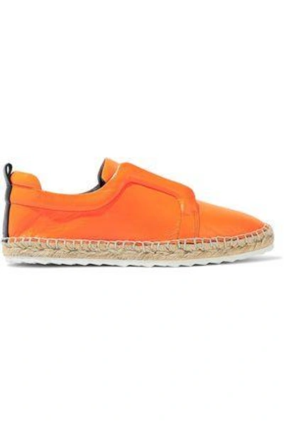 Pierre Hardy Neon Leather Espadrille Slip-on Sneakers In Orange