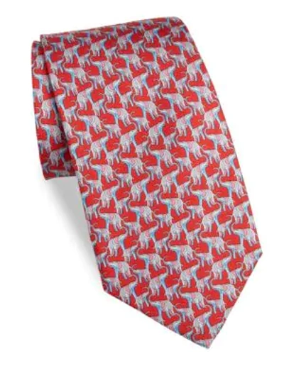 Ferragamo Elephant Silk Tie In Red