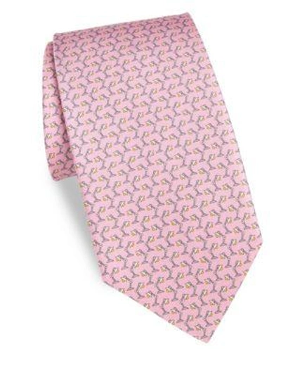 Ferragamo Pink Lamp-print Silk Tie
