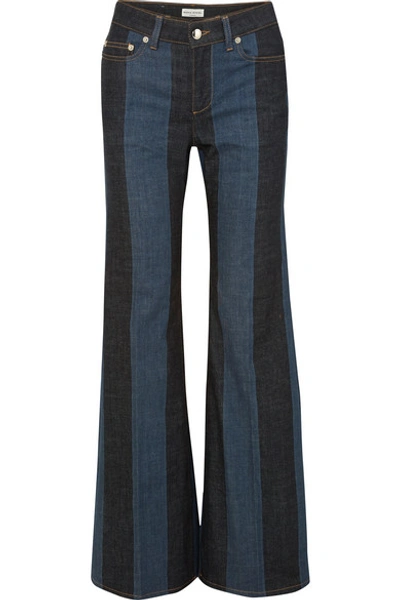 Sonia Rykiel Striped Denim Mid-rise Flared Jeans In Blue