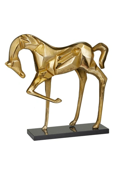 Vivian Lune Home Gold Aluminum Contemporary Horse Sculpture