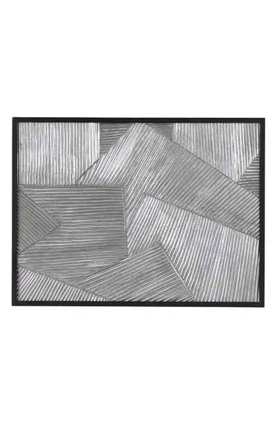 Vivian Lune Home Silvertone Wood Carved Radial Geometric Wall Decor With Black Frame In Grey