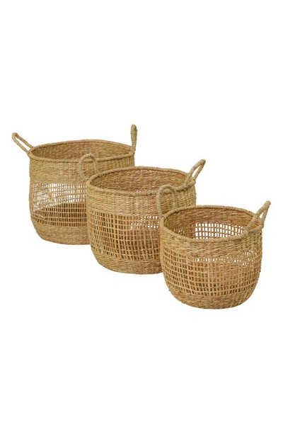 Ginger Birch Studio Brown Seagrass Bohemian Storage Basket With Handles
