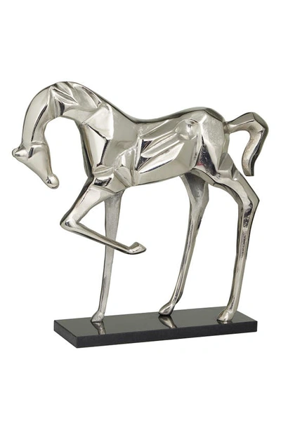Vivian Lune Home Silver Aluminum Contemporary Horse Sculpture