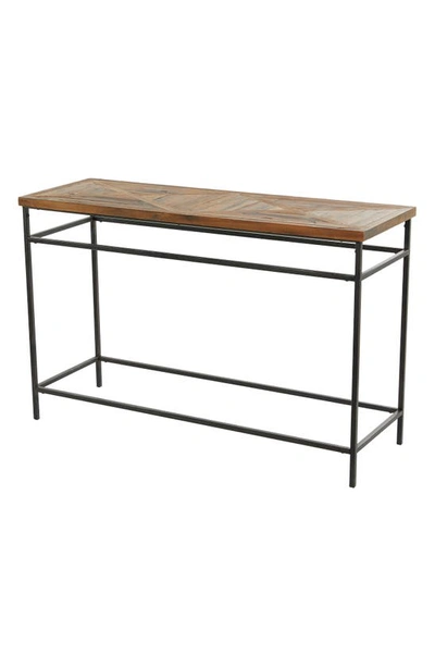 Sonoma Sage Home Black Metal Rustic Console Table With Brown Wood Top