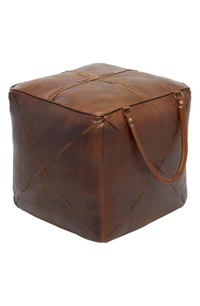 Sonoma Sage Home Brown Canvas Pouf With Leather Handles