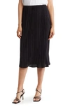 Renee C Solid Plissé Midi Skirt In Black