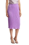 Renee C Solid Plissé Midi Skirt In Neon Lavendar