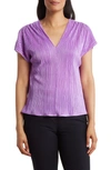 Renee C Plissé Short Sleeve Top In Neon Lavendar