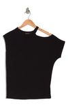 Renee C Asymmetric Sleeve Top In Black