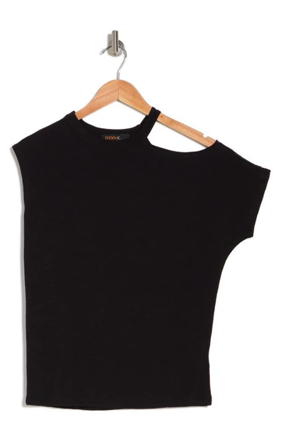 Renee C Asymmetric Sleeve Top In Black