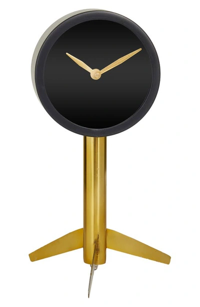 Vivian Lune Home Black Stainless Steel Clock With Gold Stand