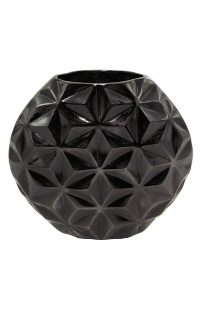 Vivian Lune Home Black Aluminum Faceted Geometric Vase