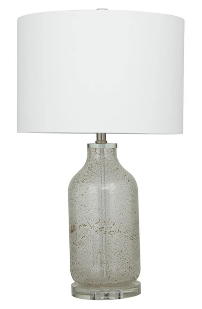 Ginger Birch Studio Gray Glass Table Lamp With Drum Shade In White