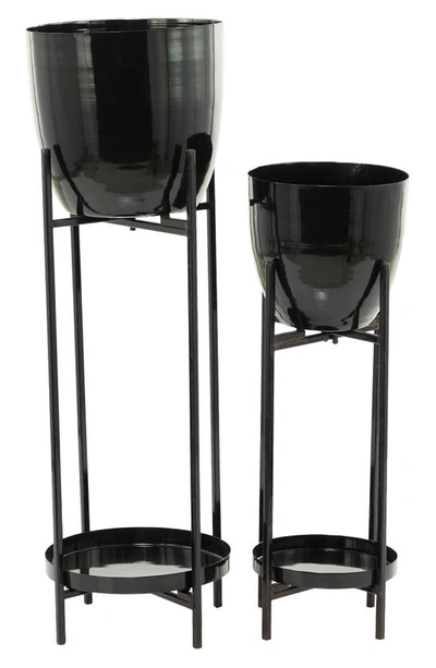 Cosmo By Cosmopolitan Black Metal Modern Planter With Removable Stand