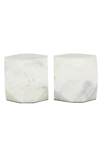 Cosmo By Cosmopolitan White Marble Block Geometric Bookends