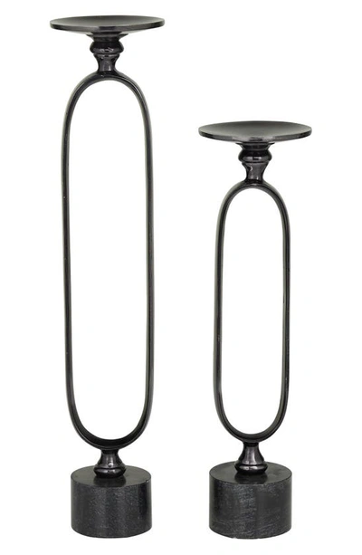 Vivian Lune Home Black Aluminum Paper Clip Pillar Candle Holder With Marble Base
