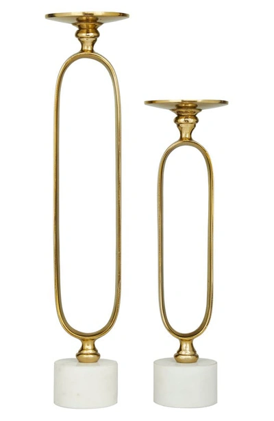 Vivian Lune Home Goldtone Aluminum Paper Clip Pillar Candle Holder With Marble Base