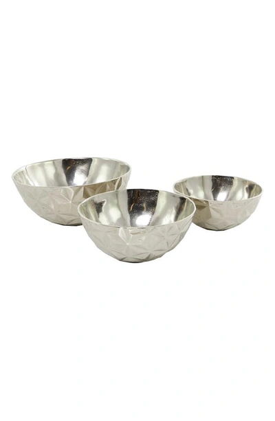 Vivian Lune Home Silvertone Aluminum Faceted Decorative Bowl
