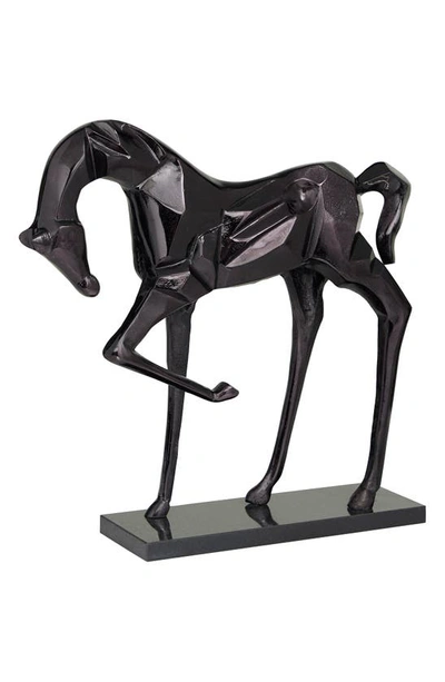Vivian Lune Home Black Aluminum Contemporary Horse Sculpture