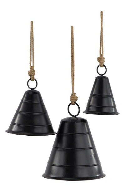 Ginger Birch Studio Black Metal Meditation Decorative Cow Bell With Jute Hanging Rope